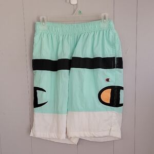 Champion Mens Swim Trunks Medium Blue Logo